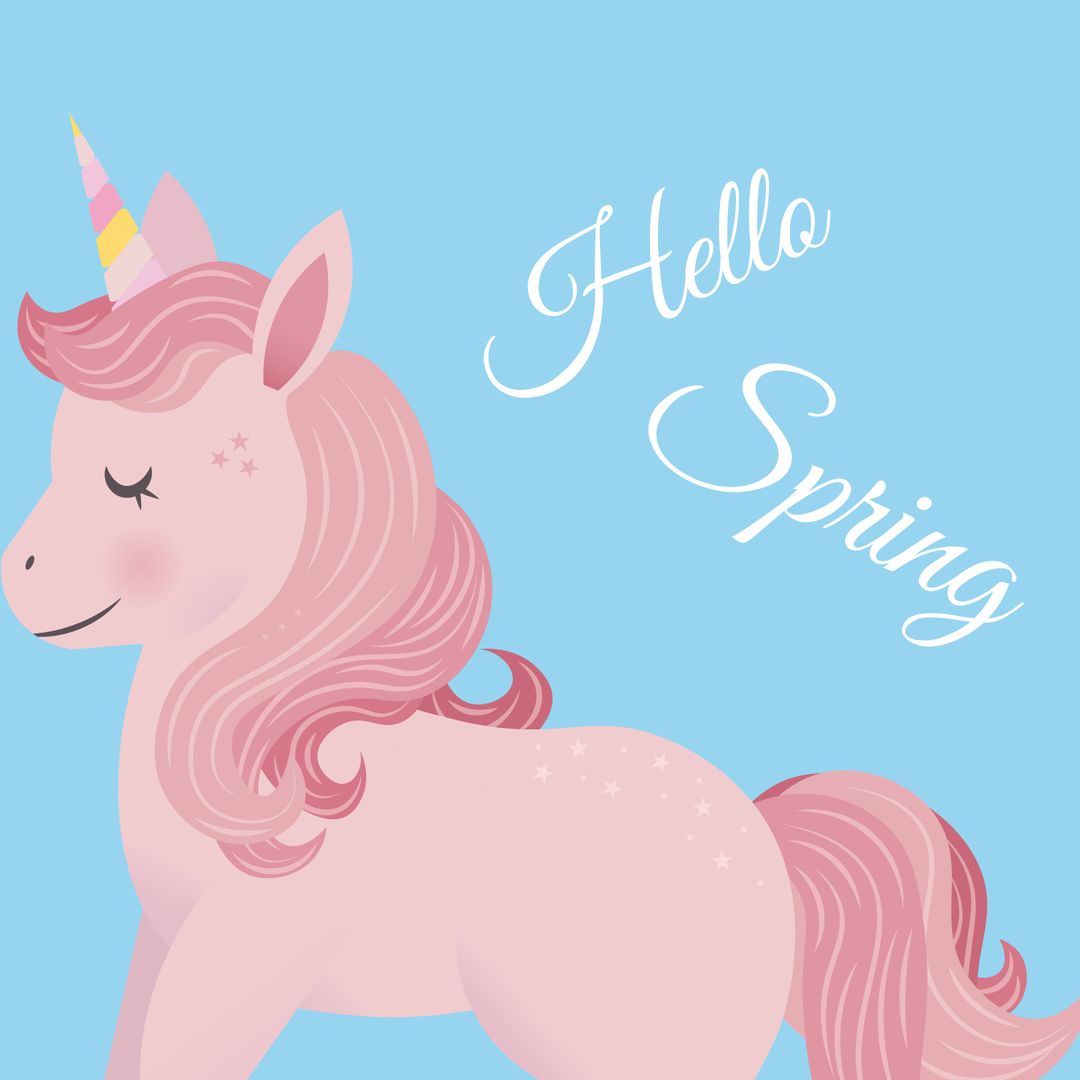 Whimsical Unicorn Greeting Spring with Joy and Magic - Download Free Stock Templates Pikwizard.com