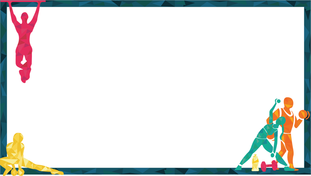 Colorful Low-Poly Fitness Frame with Transparent Background