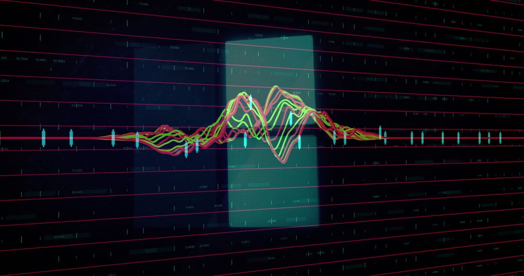 Futuristic Neon Waveform on Digital Screen