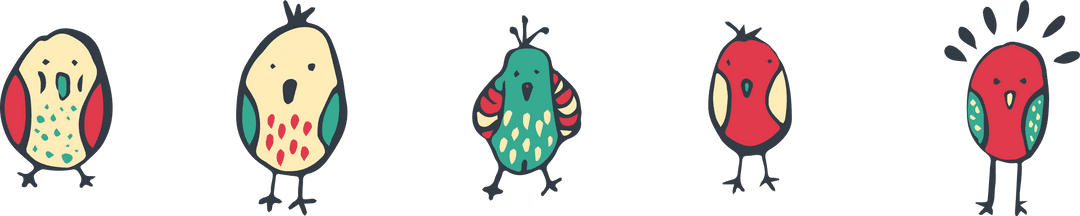 Transparent cute cartoon birds illustration abstract design