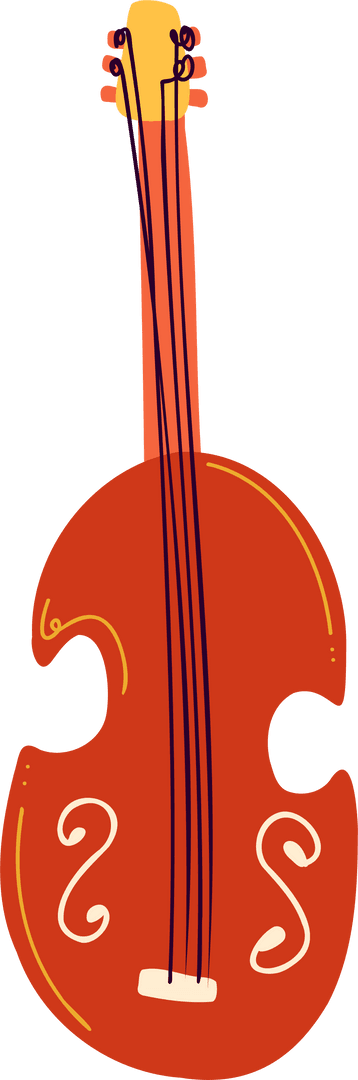 Transparent Minimalist Red Gradient Cello Illustration with Strings