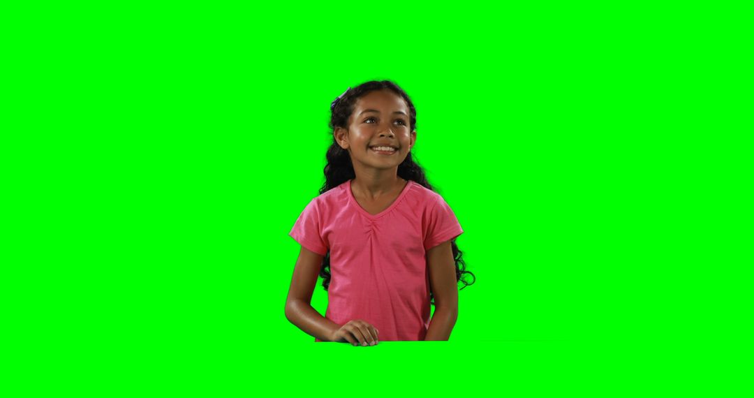 Happy Girl Smiling Against Green Screen for Easy Editing - Free Images, Stock Photos and Pictures on Pikwizard.com