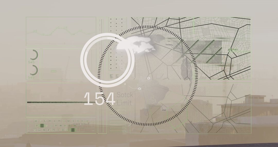 Financial Data Graphics Over Urban Landscape