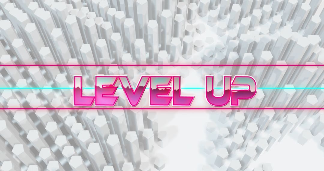Level Up Text Over Dynamic Geometric 3D Background
