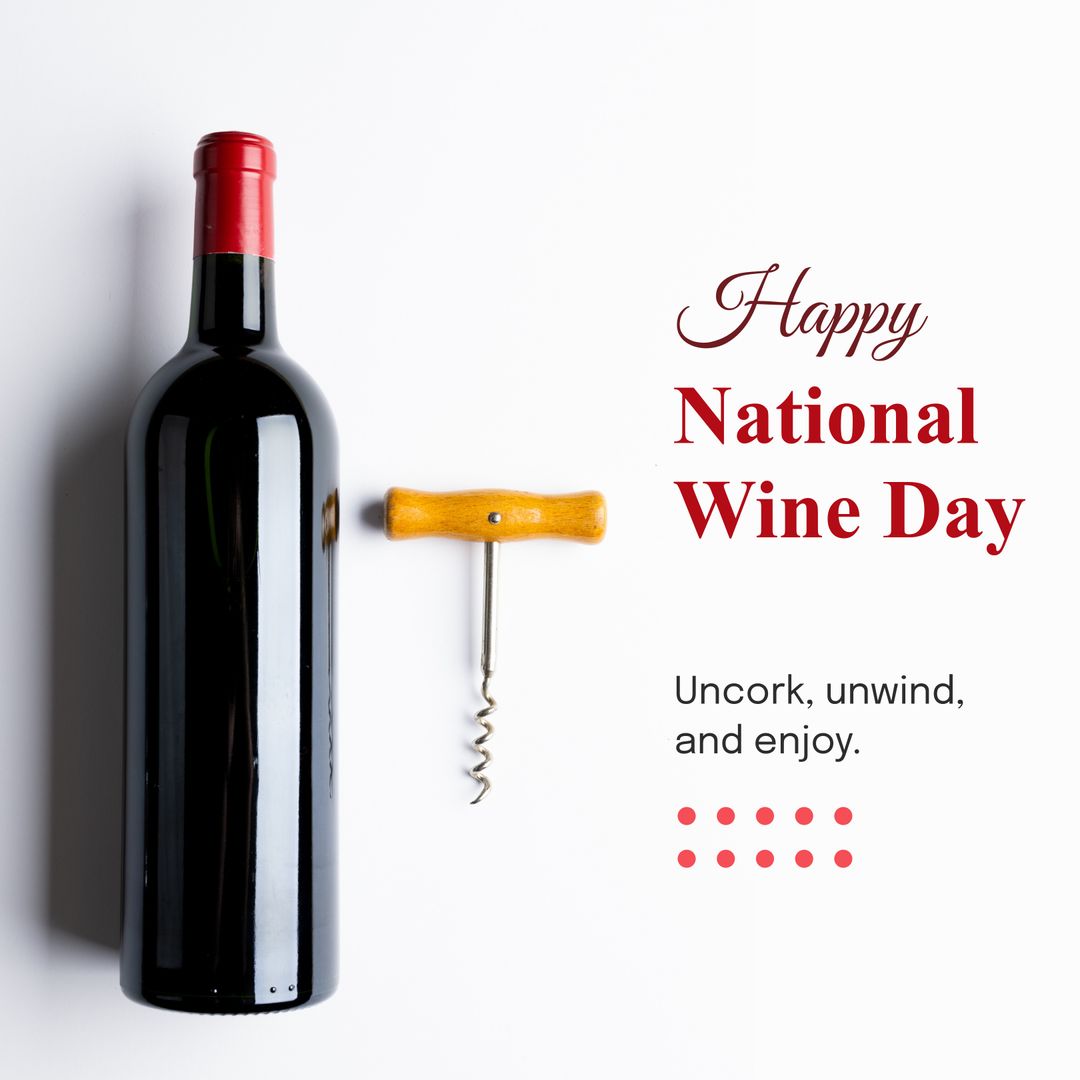 National Wine Day Celebration with Wine Bottle and Corkscrew - Download Free Stock Templates Pikwizard.com