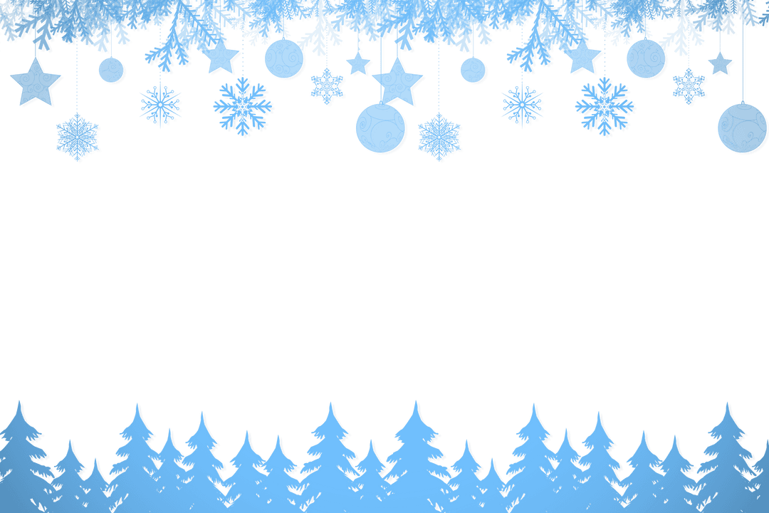 Blue Snowflake Garland Frame on Transparent Background