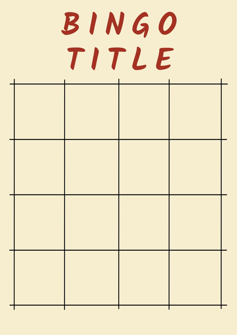 Blank Bingo Card Template for Events and Games