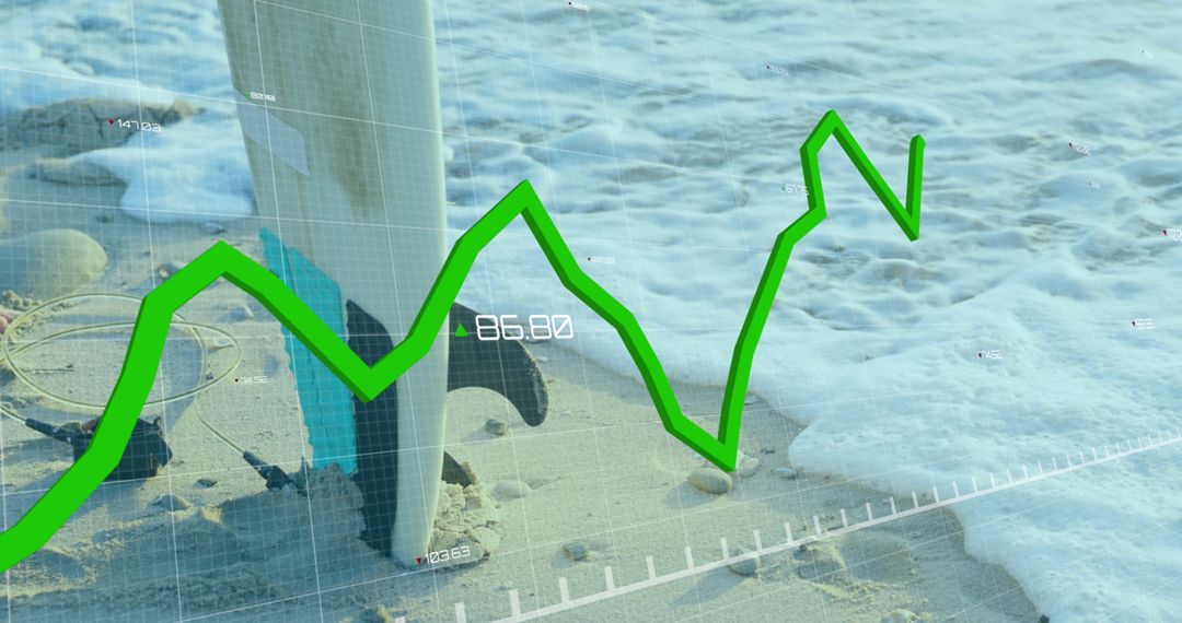 Business Finances and Surfing Imagery in Ocean Setting