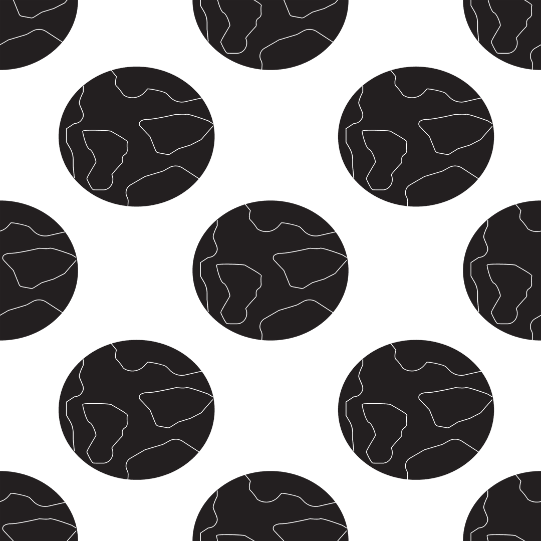 Black Globe Pattern on Transparent Background