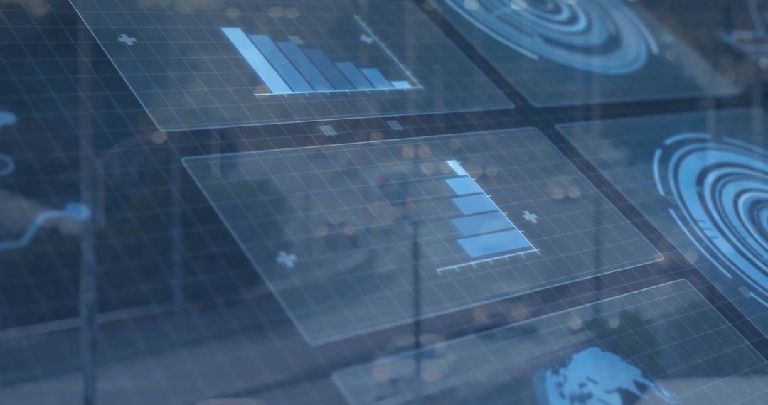 Holographic Bar Graph on Digital Grid with Futuristic Analytics