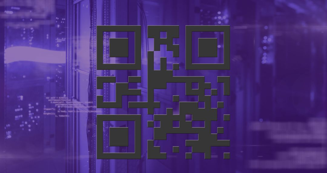 Digital QR Code on Purple Cybersecurity Background