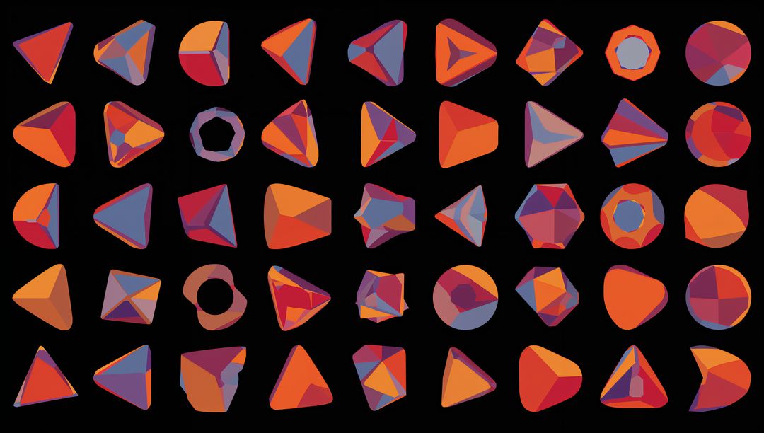 Abstract Geometric Shapes Grid in Vibrant Colors