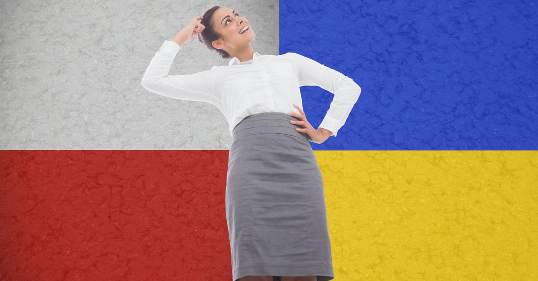 Thoughtful caucasian businesswoman against poland and ukraine flag design background - Free Images, Stock Photos and Pictures on Pikwizard.com