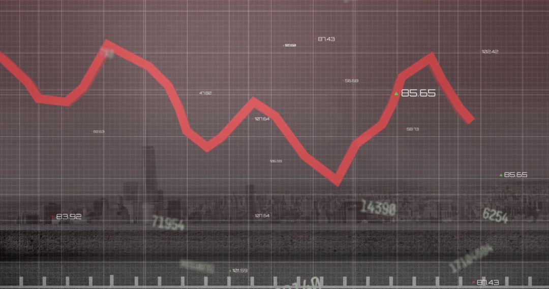 Digital Analytics Graphs Overlaying Urban Skyline Conceptual Art