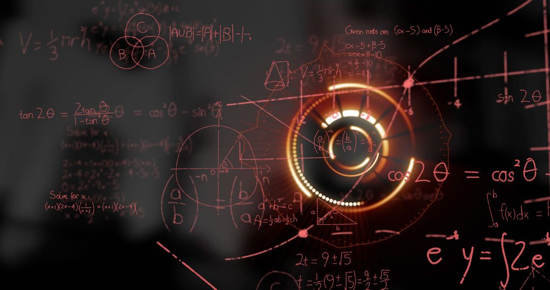 Futuristic Math Calculations with Technology Interface Overlay