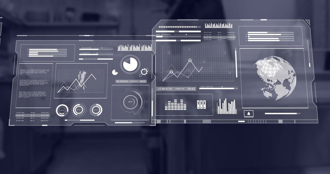 Futuristic Digital Interface Display in Empty Office