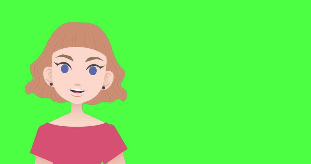 Animated Caucasian Woman Communicating on Green Screen