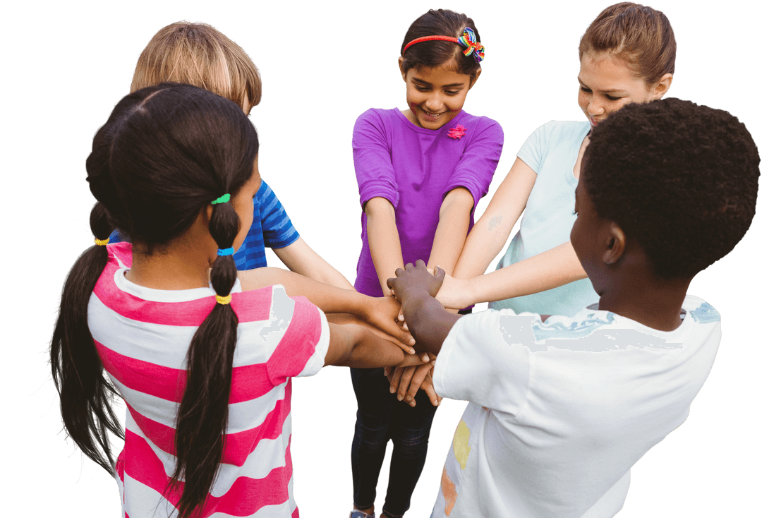 Diverse Children Holding Hands in Transparent Unity Circle