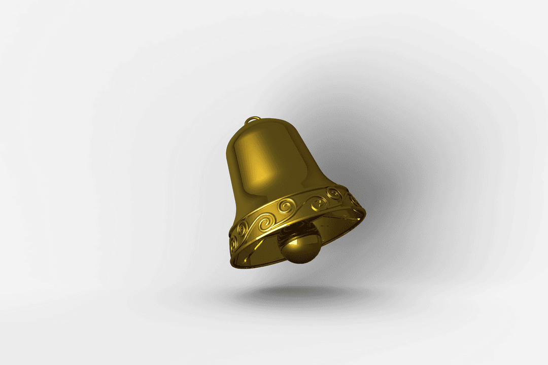 Digital Gold Bell on Transparent Background for Celebrations