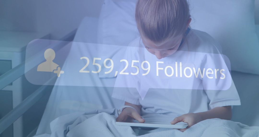 Child Patient Challenging Boredom with Tablet In Hospital Setting