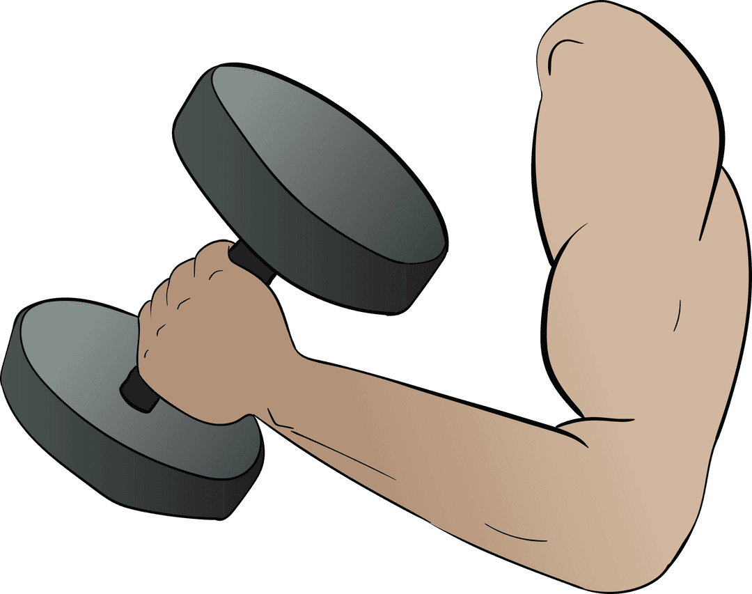 Vector Silhouette of Arm Lifting Dumbbell with Transparent Background