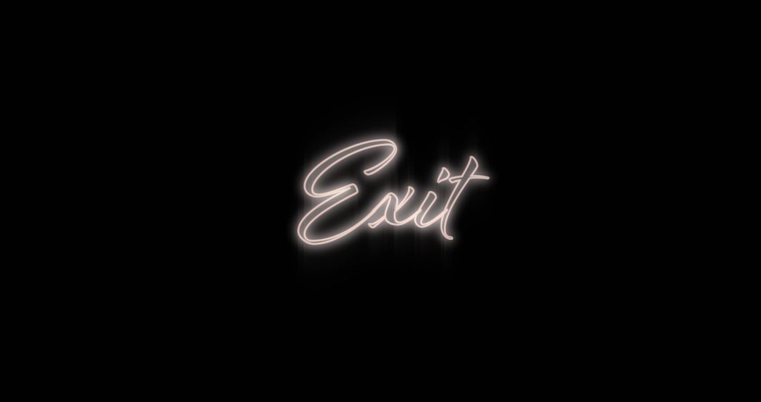 Neon Exit Sign Glowing on Dark Background