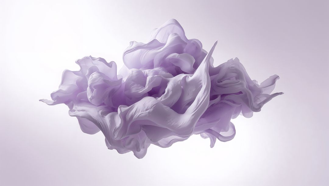Lavender Floating Abstract Form with Layered Fabric Folds for Minimal Design Background