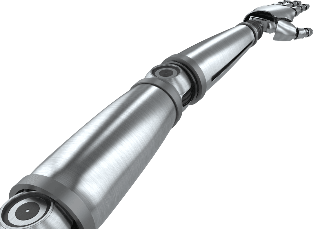 Transparent View of Sleek Metal Robotic Hand Design