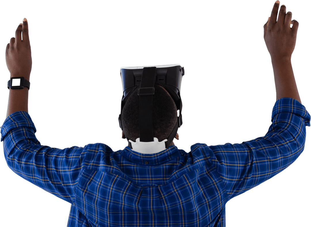 Transparent VR Exploration Enthusiast with Virtual Reality Headset