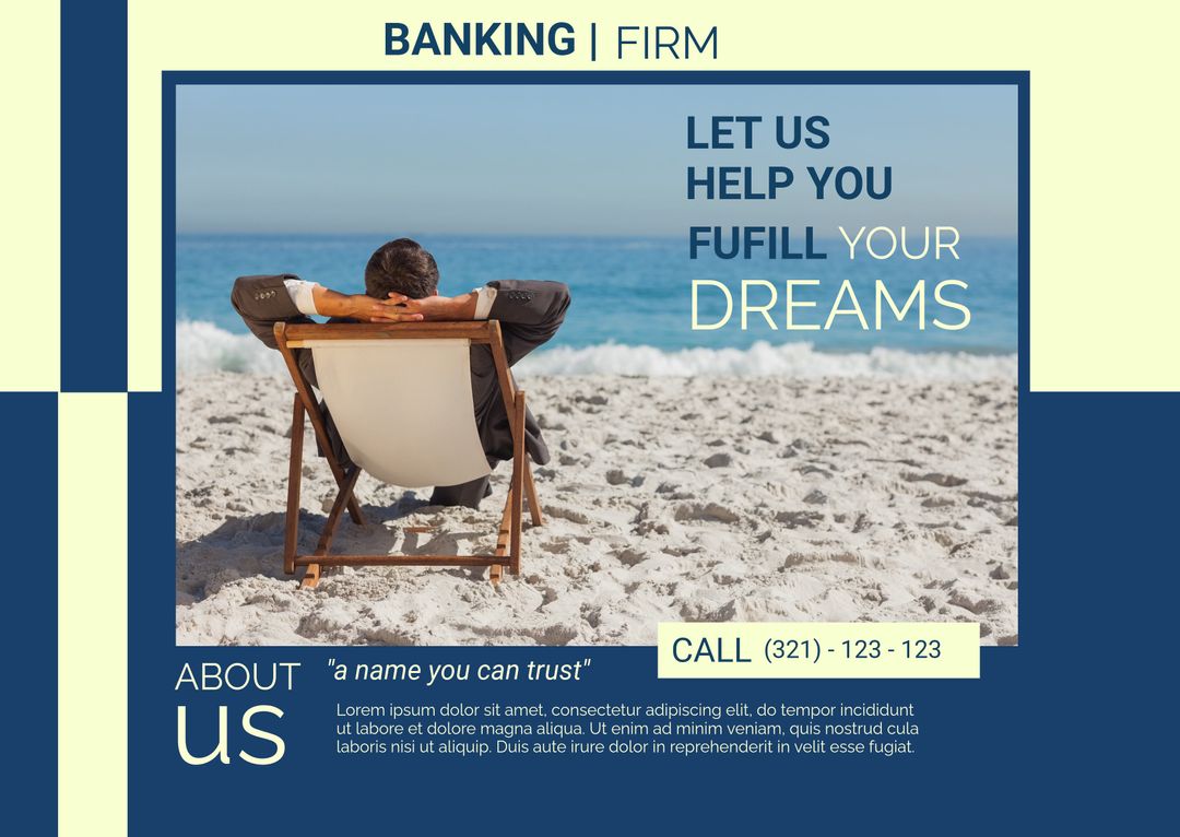 Relaxed Individual Enjoying Serene Beach Promoting Financial Freedom