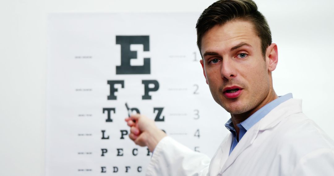 Optometrist Explains Eye Chart Assessment in Clinic - Free Images, Stock Photos and Pictures on Pikwizard.com