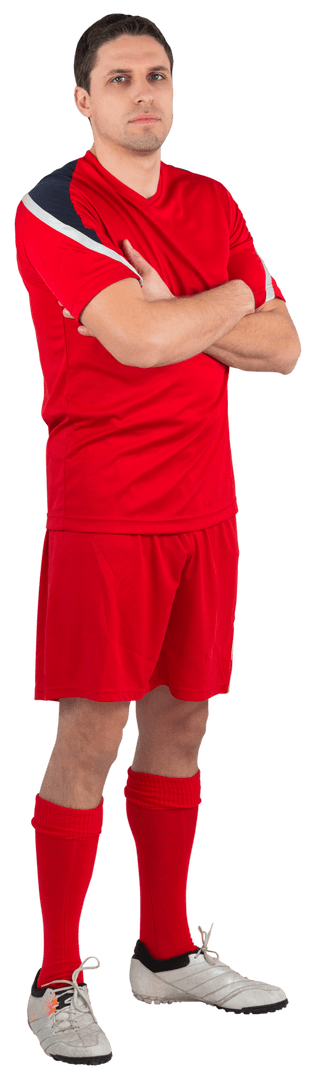 Fit Soccer Player Posing in Transparent Uniform Confident