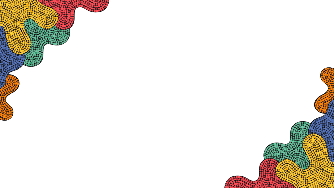 Colorful Amoeba Tile Mosaic on Transparent Background