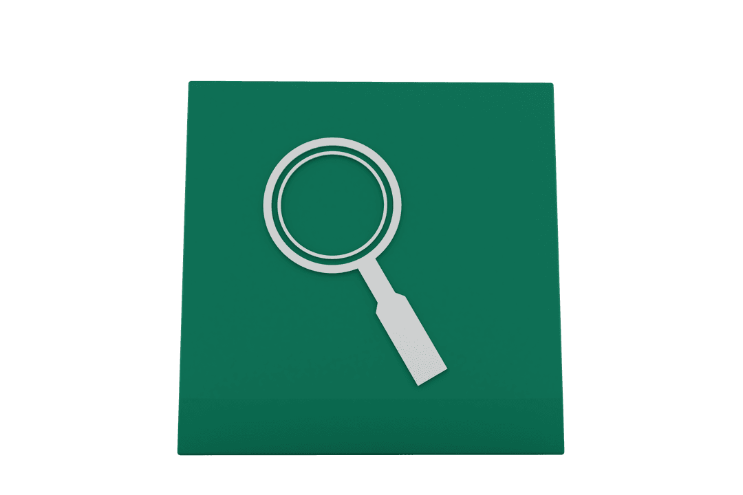 Transparent Magnifying Glass Icon on Green Background Isolated