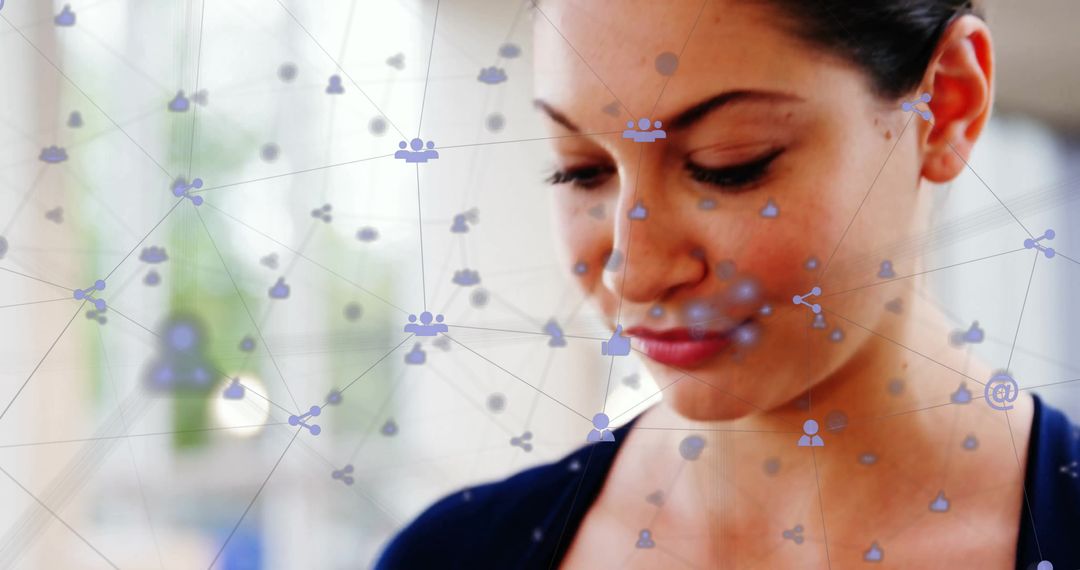 Connected Technology Concept with Businesswoman Using Smartphone