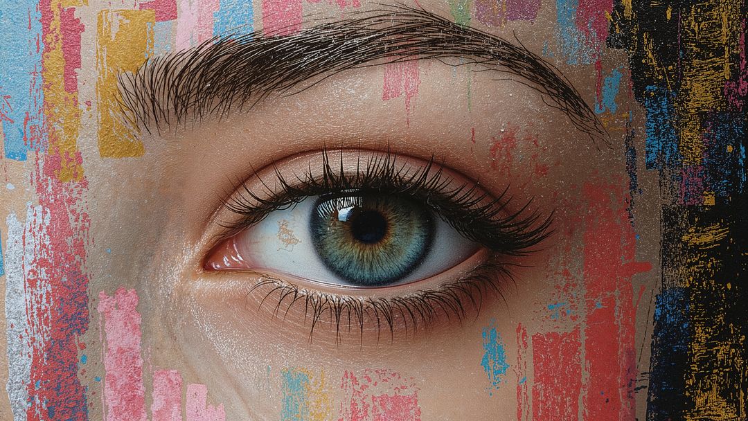 Vibrant Art Journey: Eye Blends with Abstract Paint Strokes