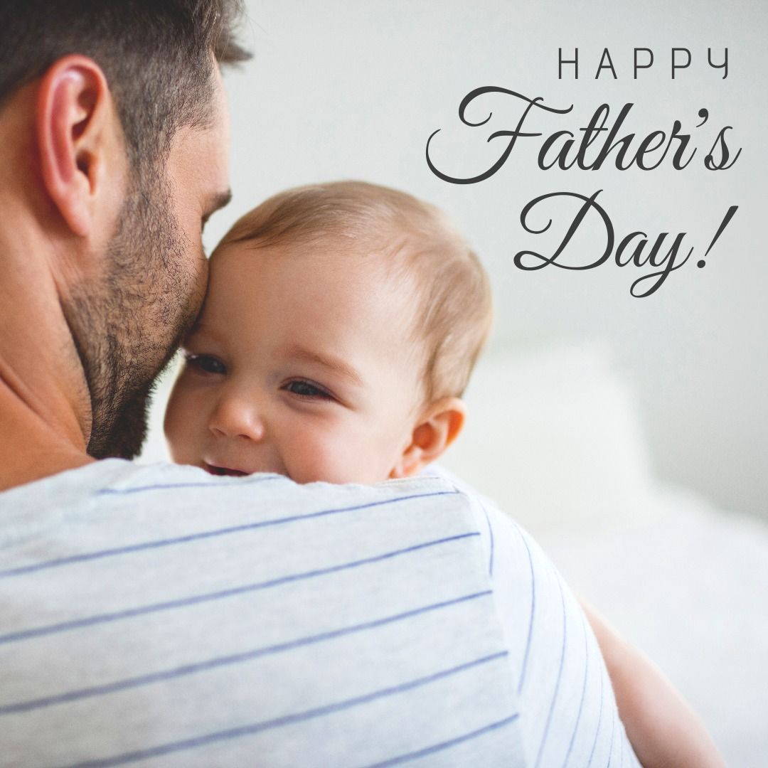 Digital composite image of happy father's day text by cute caucasian baby with father at home - Download Free Stock Templates Pikwizard.com