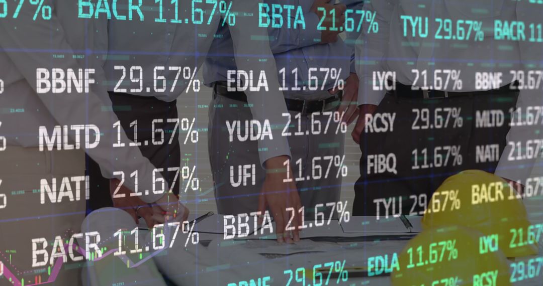 Financial Data Displayed Over Architectural Meeting