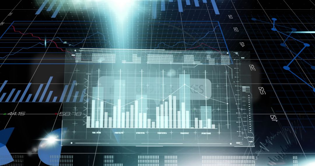 Holographic Data Panel with Bar Chart in Digital Space