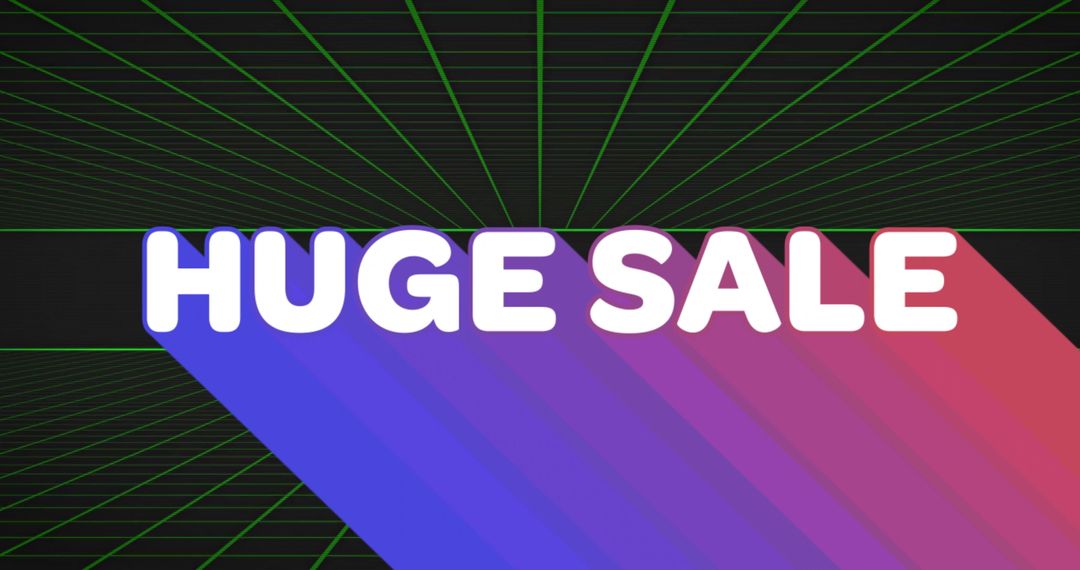 Futuristic Huge Sale Banner with Bright Gradient Shadow Effect