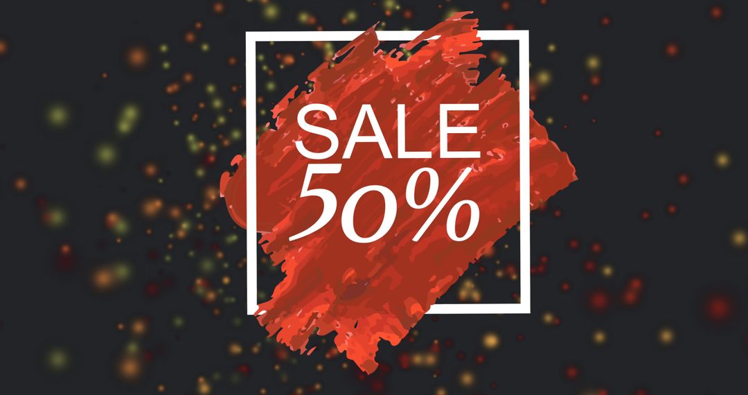 Bold 50% sale promotion on abstract paint background