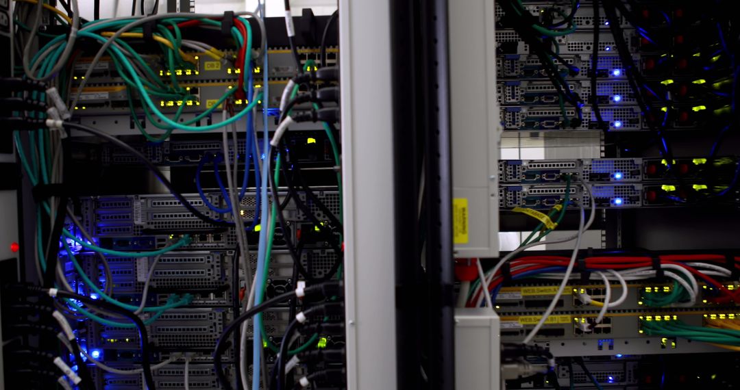 Close-Up of Modern Server Rack in Data Center