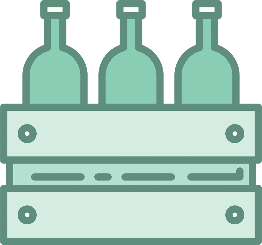 Transparent Illustration of Bottles in Wooden Crate