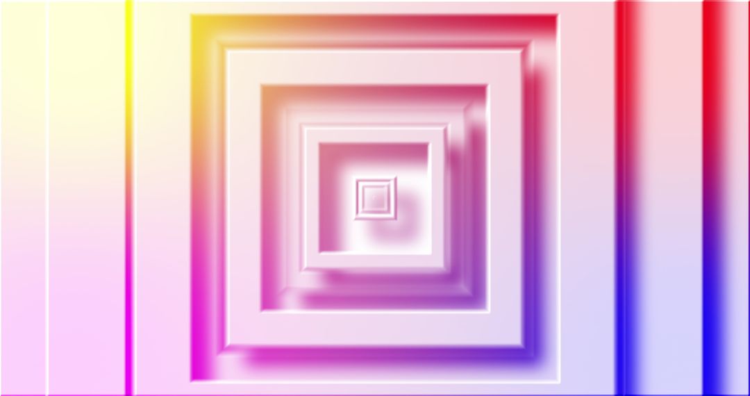 Vibrant Rainbow Square Layered Fractal on White Background
