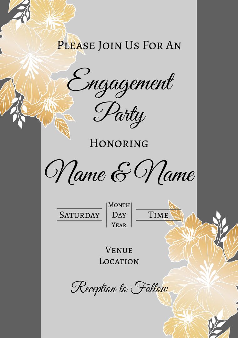 Elegant Engagement Party Invitation with Floral Accents - Download Free Stock Templates Pikwizard.com