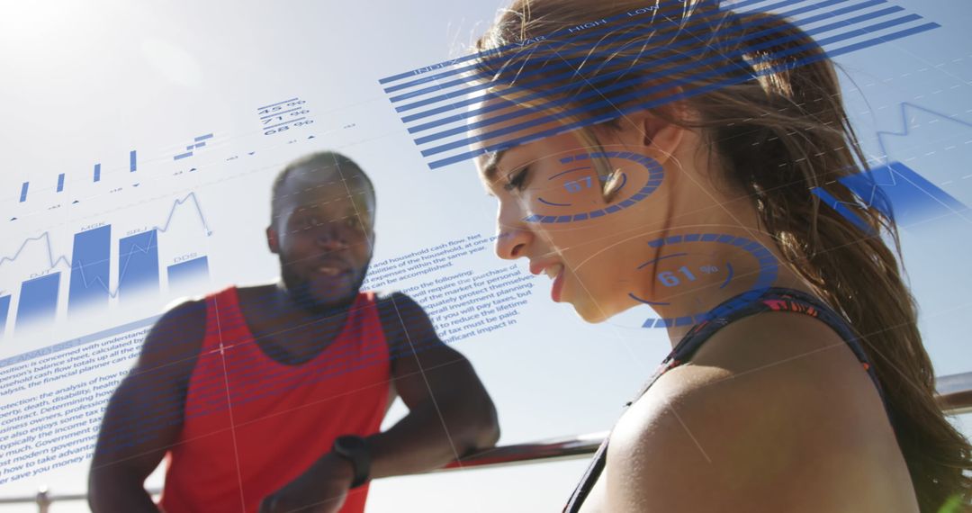 Team Analyzing Data with Digital Interface Outdoors