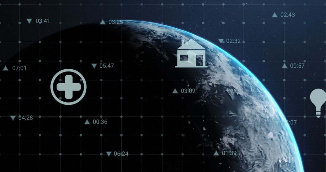 Digital Icons Over Globe Representing Global Connectivity