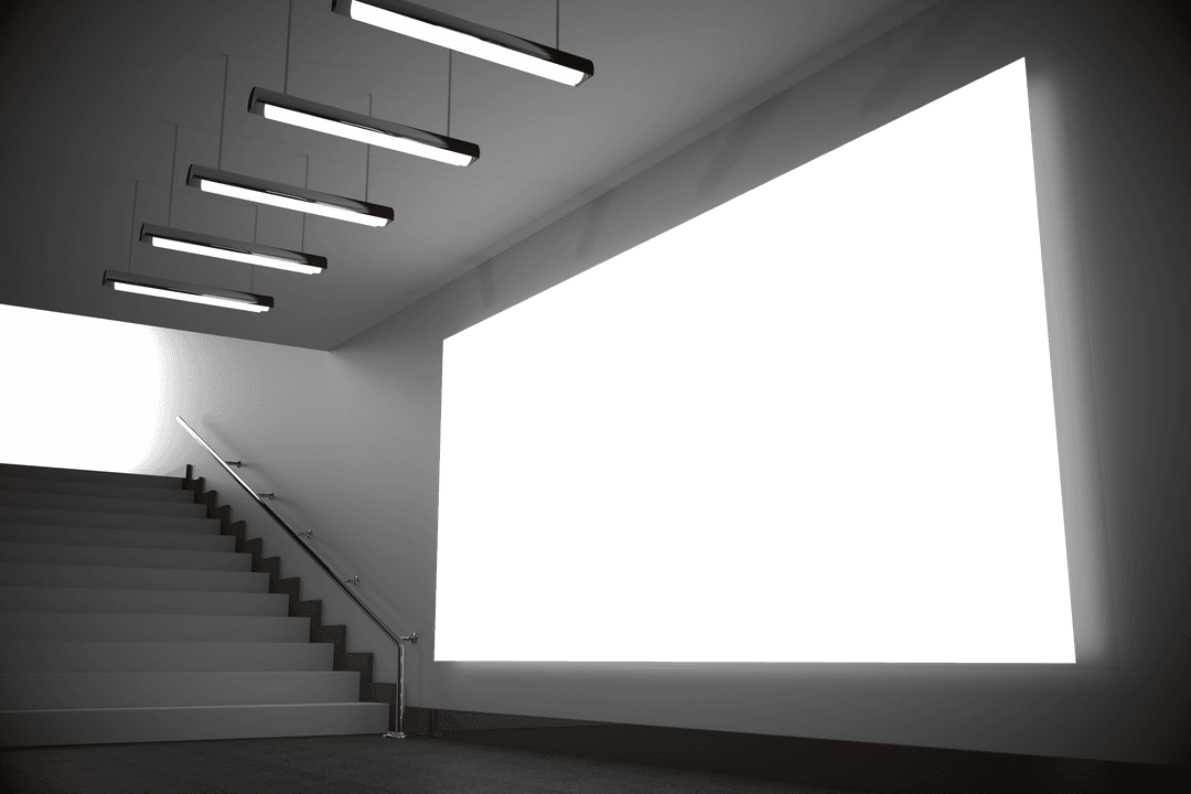 Transparent Office Corridor with Staircase and Copy Space