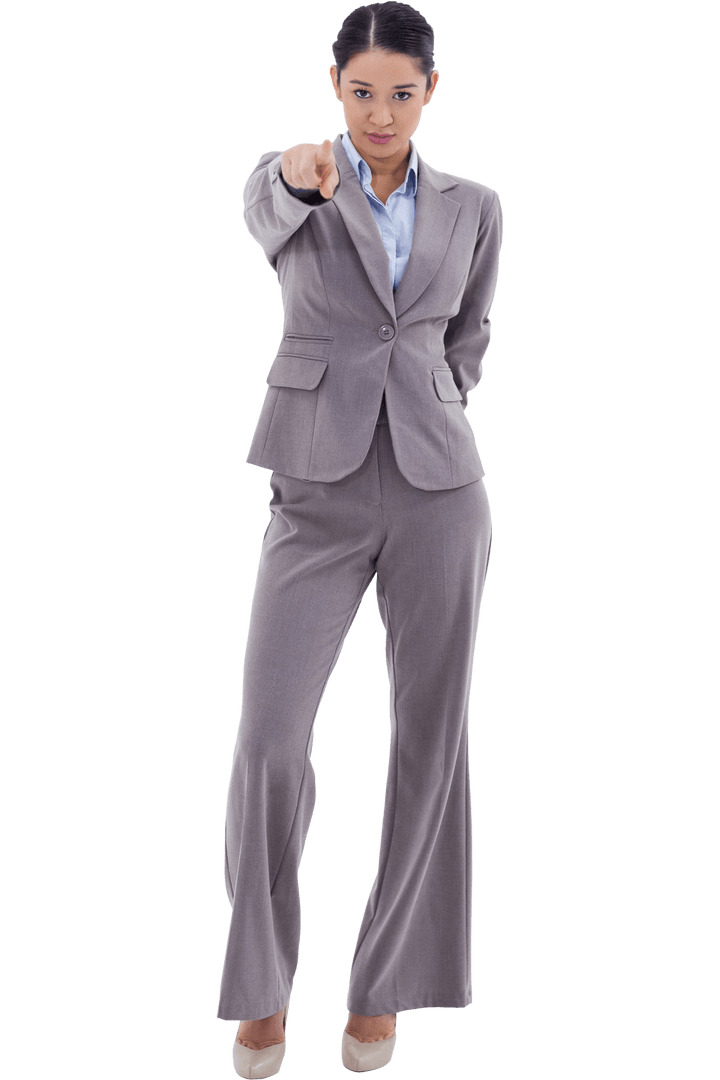 Transparent Businesswoman Pointing in Determination