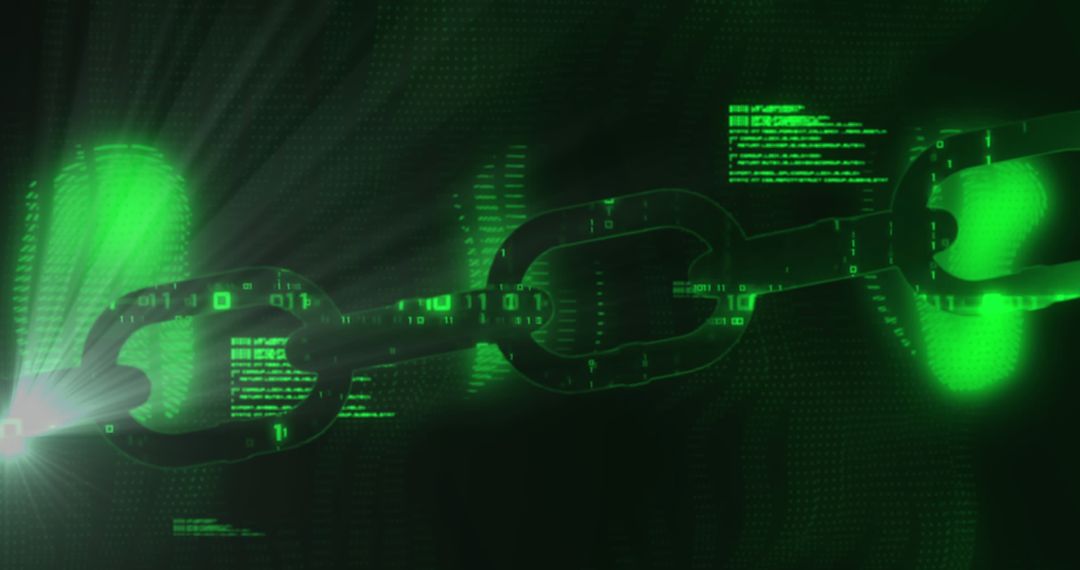 Cyber Security Concept with Green Digital Chain
